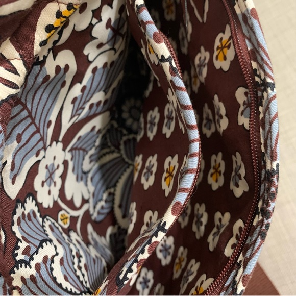 VERA BRADLEY Quilted SLATE BLOOMS Brown Blue LAPTOP Carry On TRAVEL Satchel BAG - Picture 8 of 9